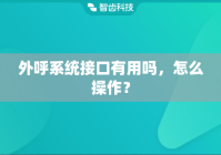 外呼系统接口有用吗，怎么操作？