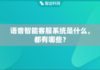 语音智能客服系统是什么，都有哪些？