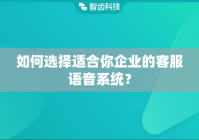 如何选择适合你企业的客服语音系统？
