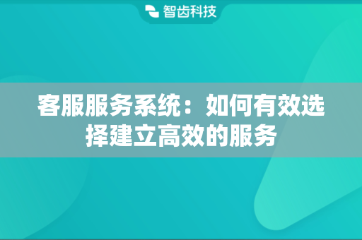 客服服务系统：如何有效选择建立高效的服务
