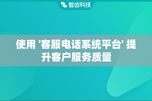 使用 '客服电话系统平台' 提升客户服务质量