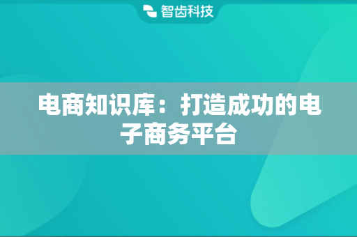 电商知识库：打造成功的电子商务平台