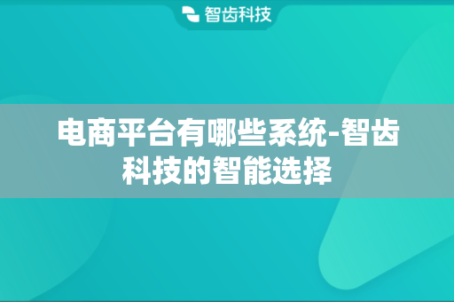 电商平台有哪些系统-智齿科技的智能选择