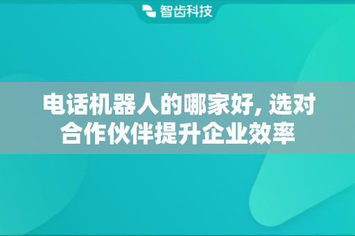 电话机器人的哪家好, 选对合作伙伴提升企业效率