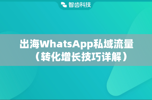 出海WhatsApp私域流量（转化增长技巧详解）
